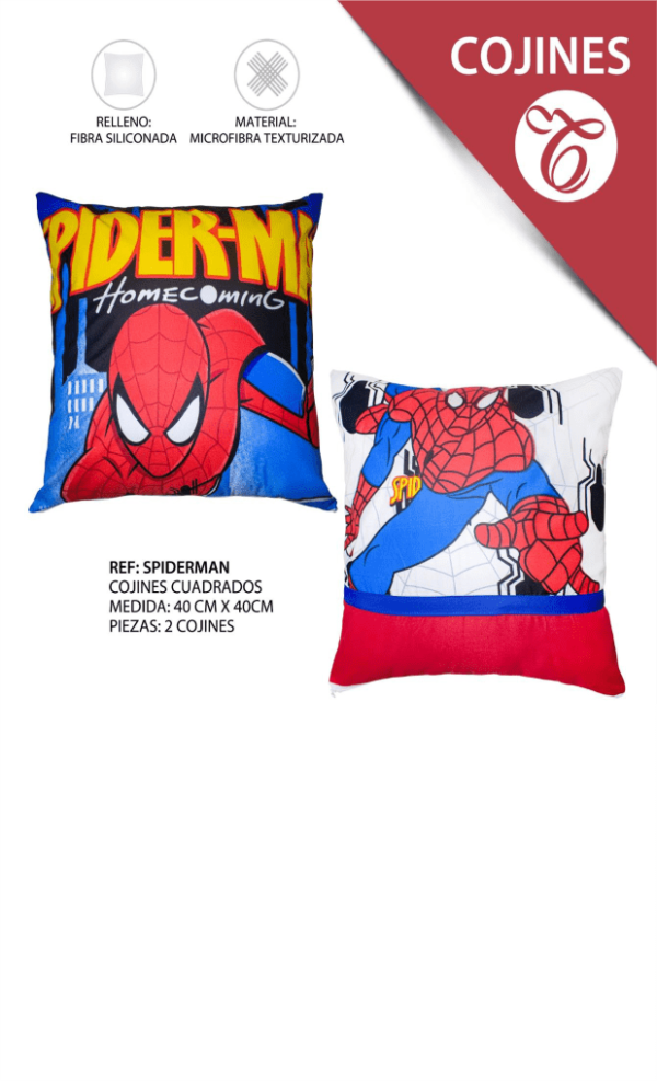 FUNDAS COJINES CUADRADOS SPIDERMAN