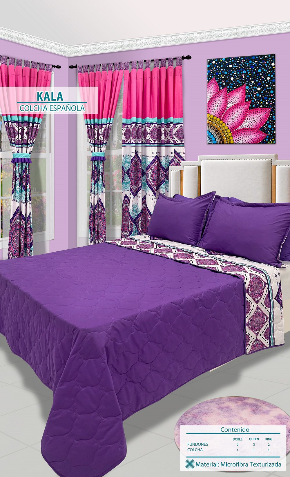 Colcha Española Kala Ktex Comodidad y Confort.