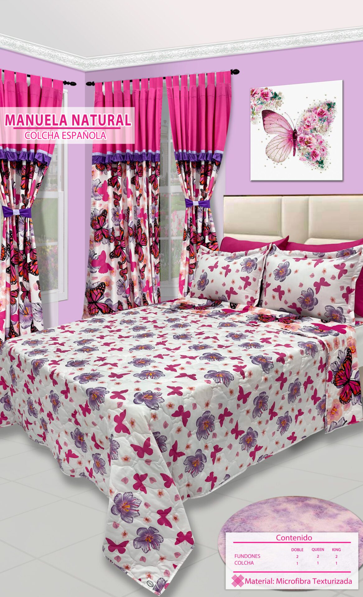 Colcha Española Manuela natural Ktex Comodidad y Confort.