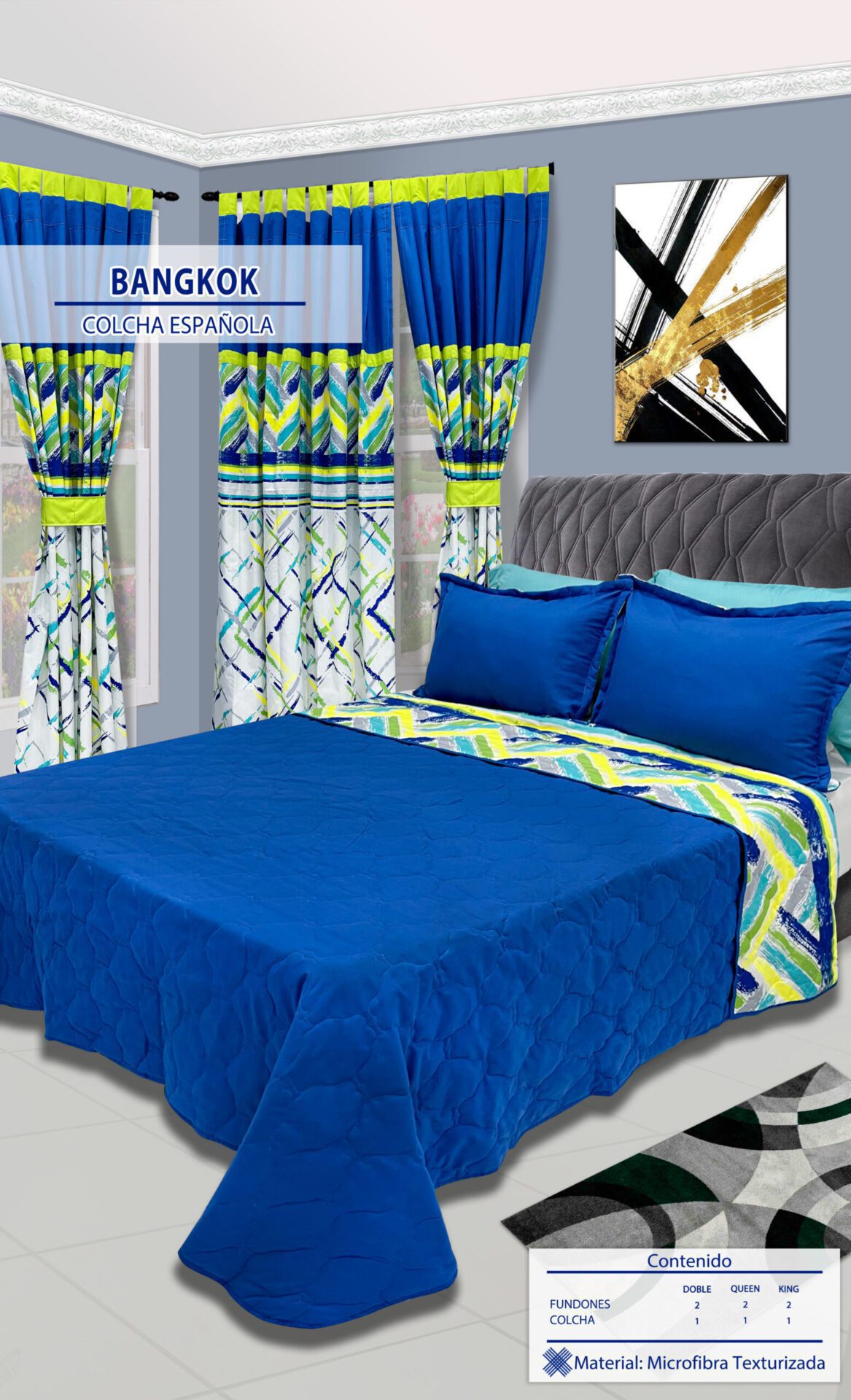 Colcha Española Bangkok Ktex Comodidad y Confort.
