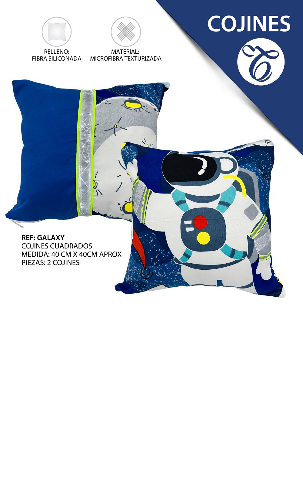 FUNDAS COJINES CUADRADOS GALAXY KTEX Estilo y Confort SAS